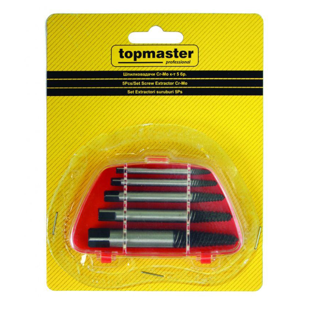 Set di 5 estrattori per viti svitate, rotte e danneggiate - kit di rimozione con punte per trapano, estrattori, Topmaster