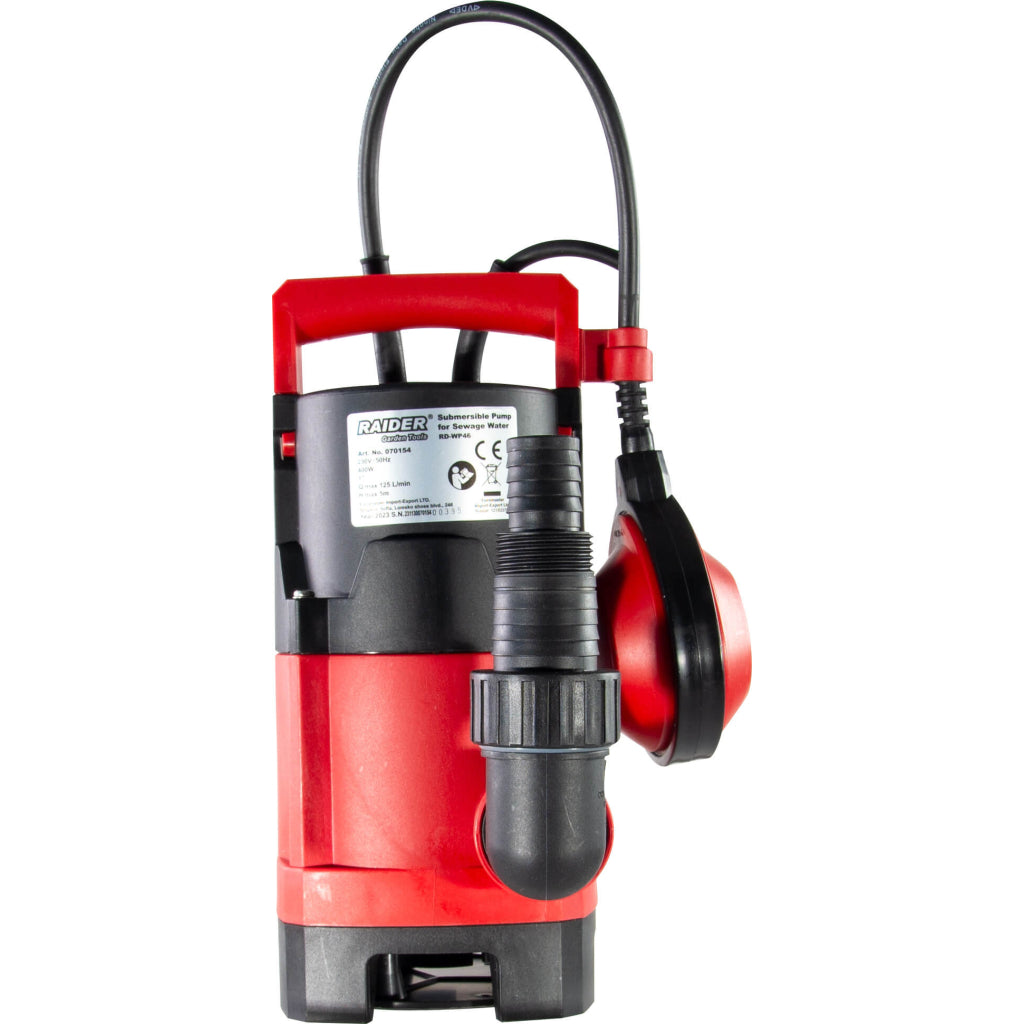 Pompa sommersa acque nere 400 W 1" 125 l/min 25 mm Raider