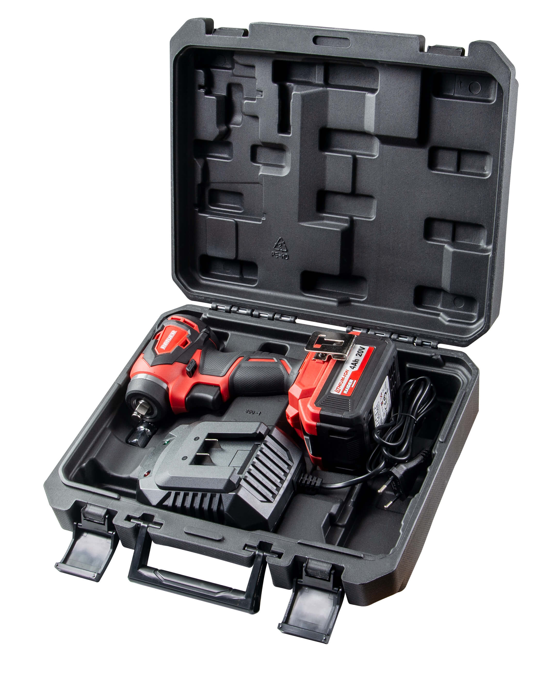 Avvitatore a impulsi con caricatore accumulatore 3/8–1/2 280 Nm 4 Ah Raider Industrial