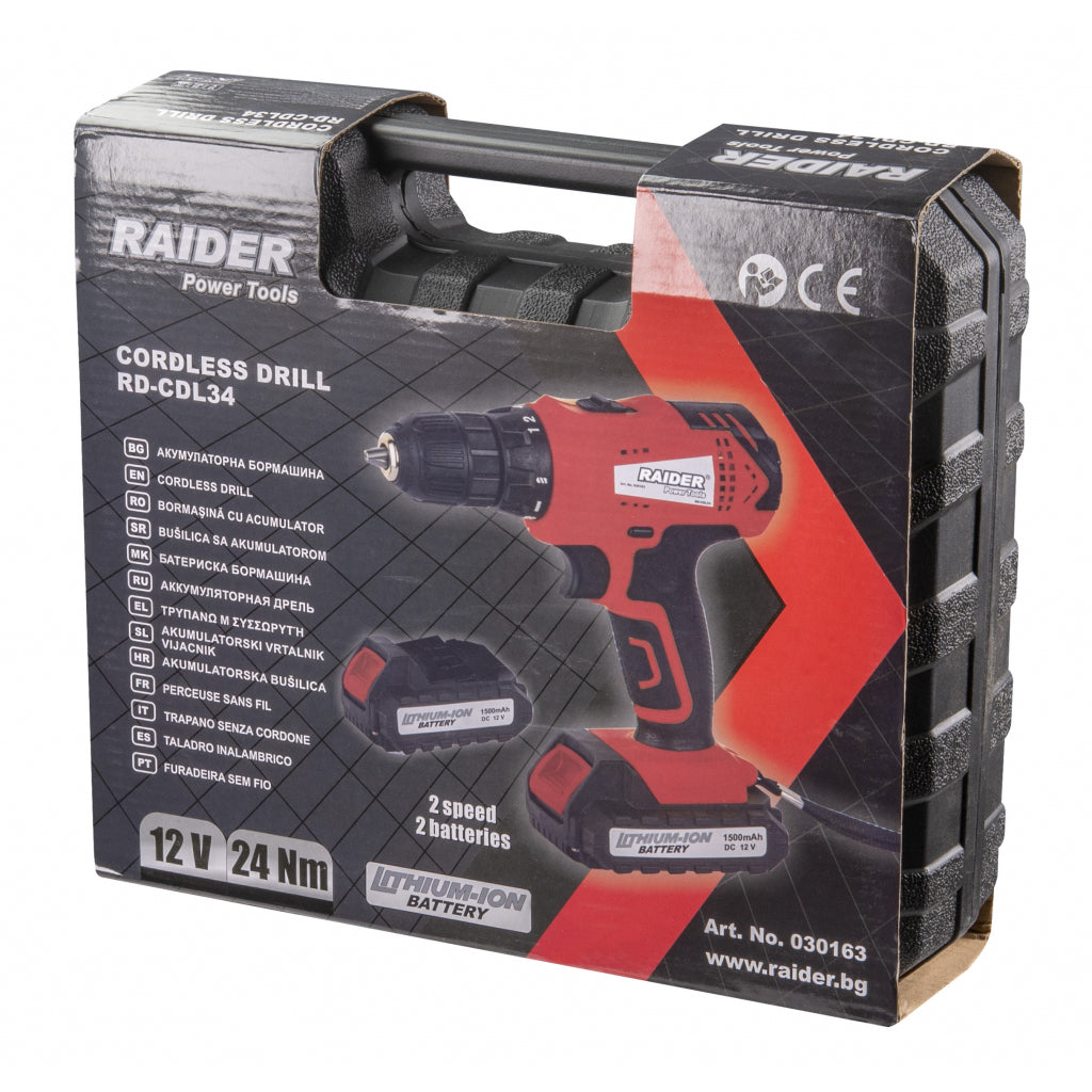 Trapano avvitatore a batteria 12v 2 x 1.5ah Raider Rd-Cdl34