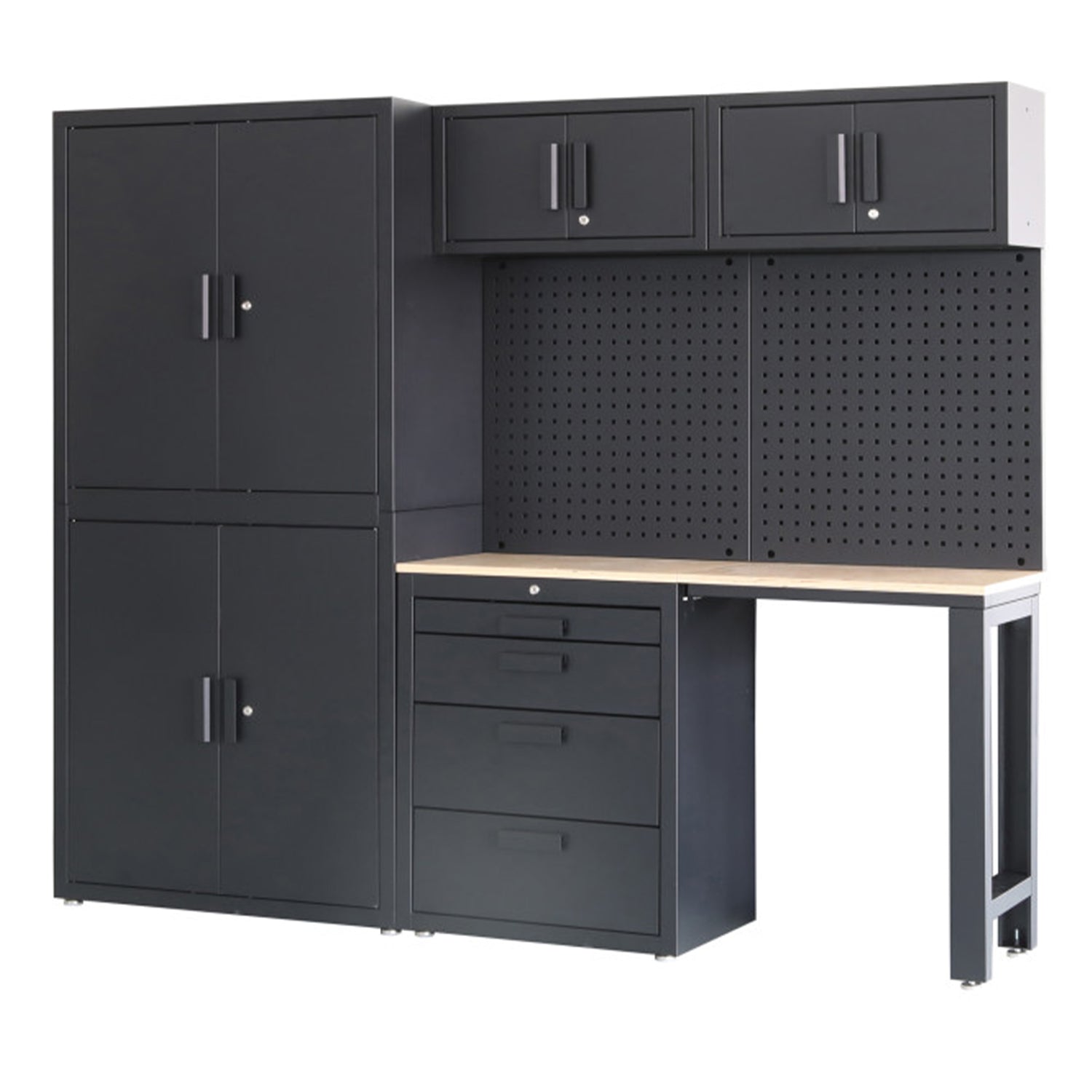 Arredamento modulare per officina, set per officina, 8 pezzi nero opaco