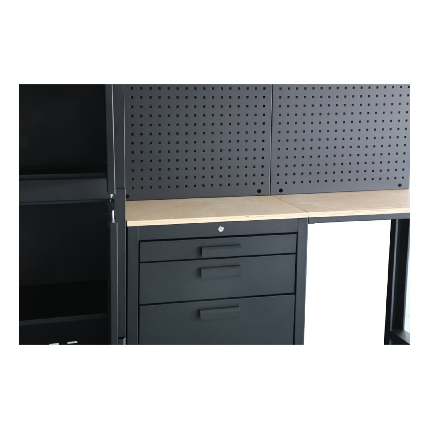 Arredamento modulare per officina, set per officina, 8 pezzi nero opaco