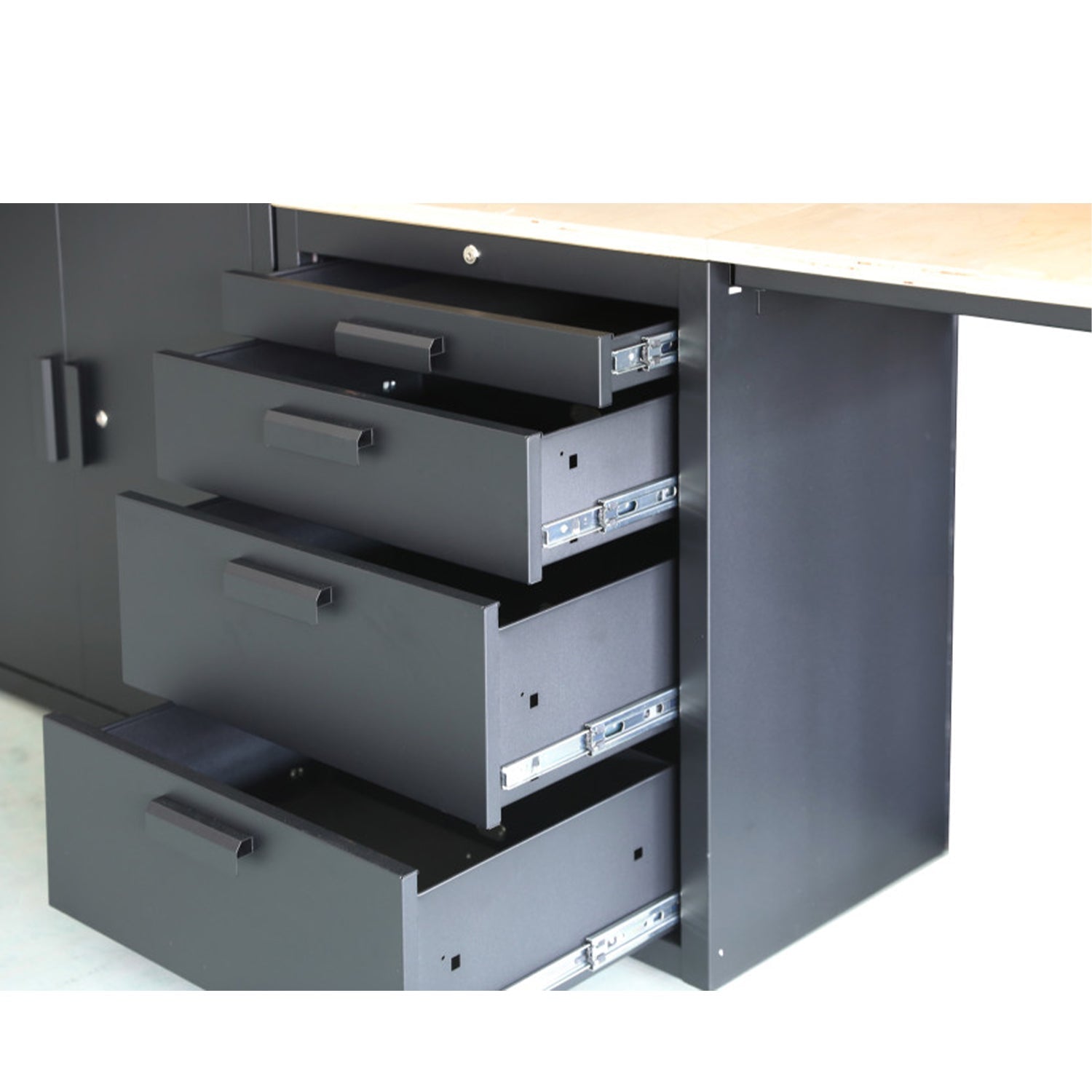 Arredamento modulare per officina, set per officina, 8 pezzi nero opaco