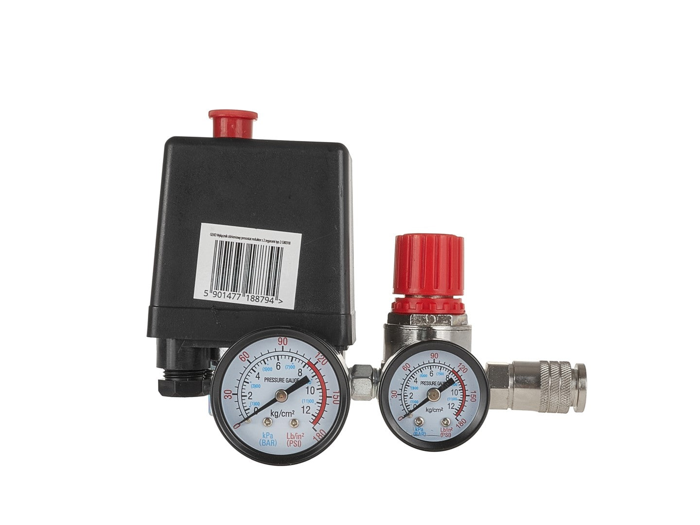 Regolatore di pressione con pressostato per compressore e 2 display manometri, pressostato compressore d'aria, universale