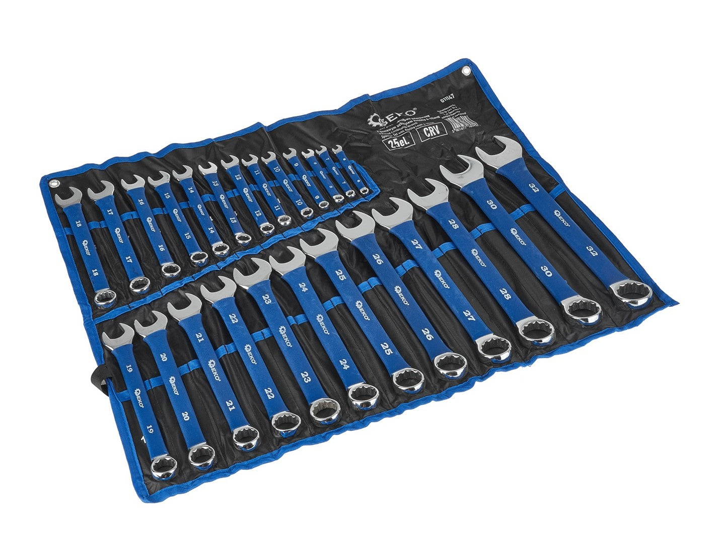 Set chiavi combinate anello e forchetta, chiavi inglesi, professionali, con impugnatura in gomma antiscivolo 6–32 mm, 25 pezzi