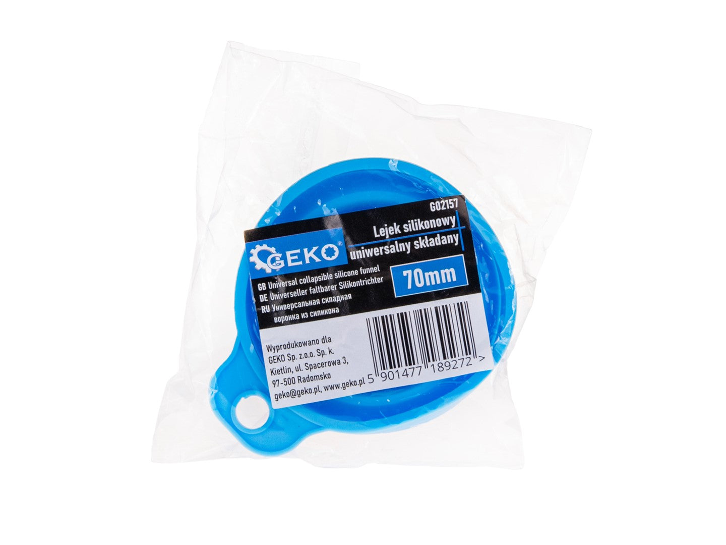 Imbuto pieghevole in silicone, blu 70 mm Geko