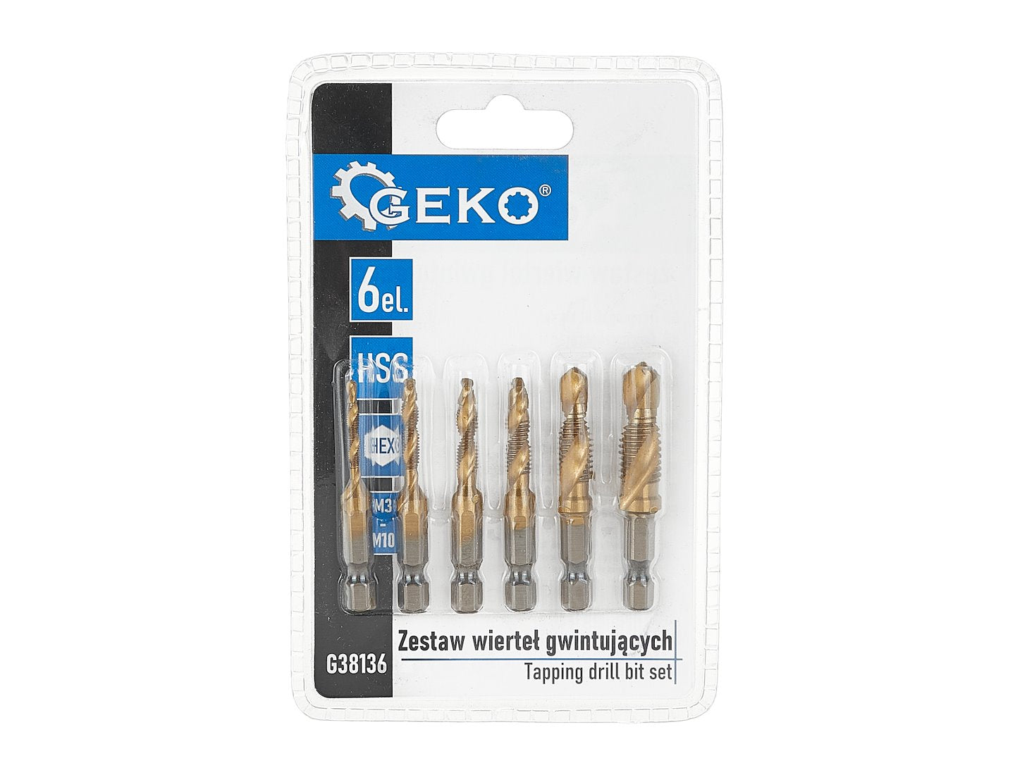 Set di punte trapano maschi HSSG-HEX 6 pezzi Geko