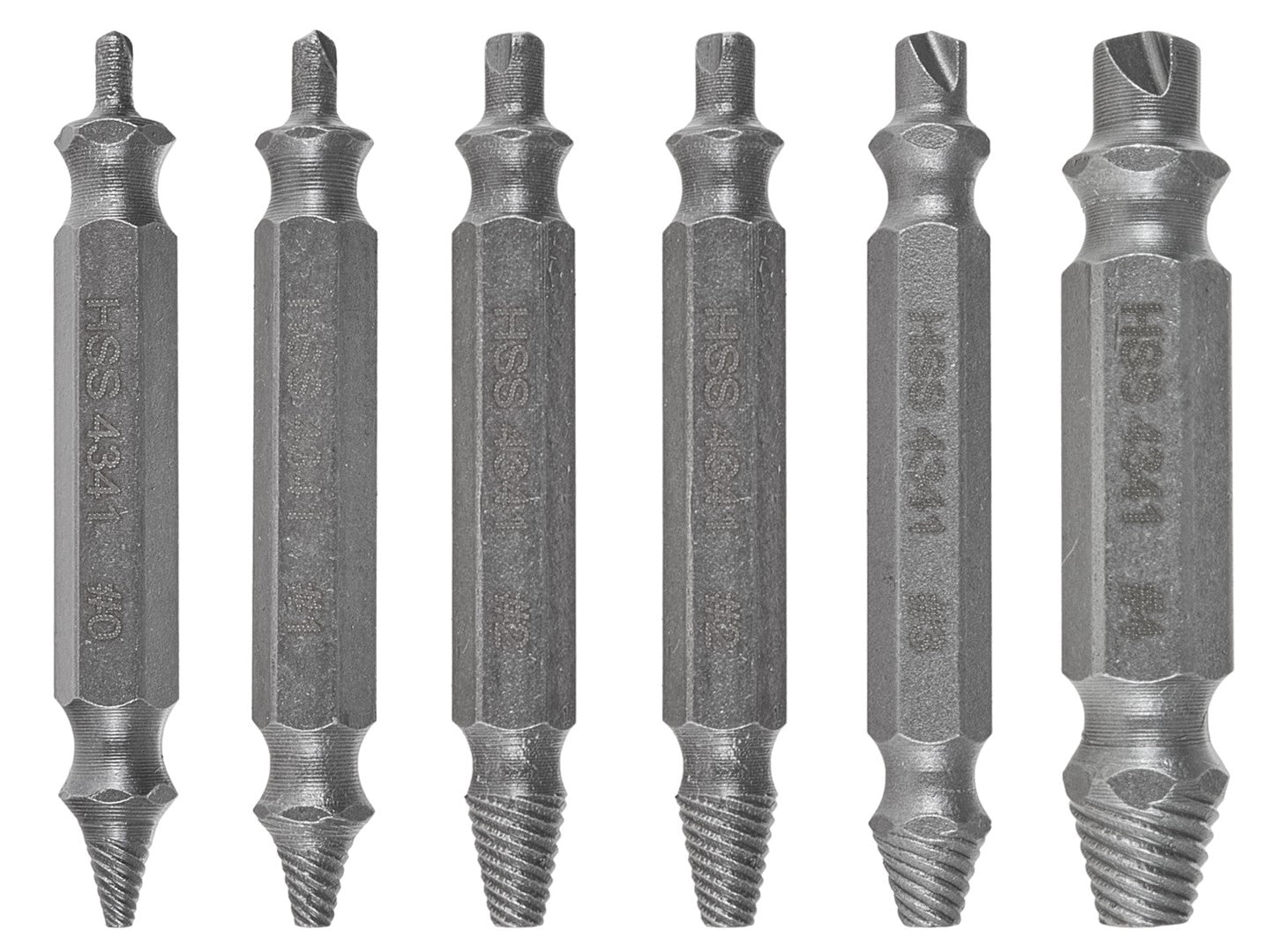 Set di 6 estrattori per viti svitate, rotte e danneggiate - argento - kit di rimozione con punte per trapano, estrattori