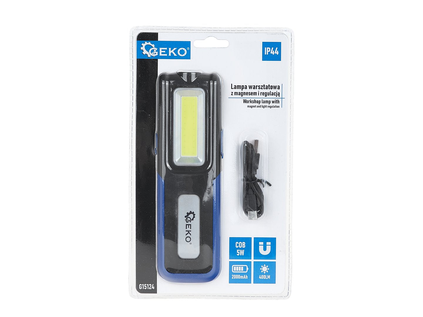 Lampada da lavoro ricaricabile con powerbank 400LM 2000MAH, torcia da lavoro Geko