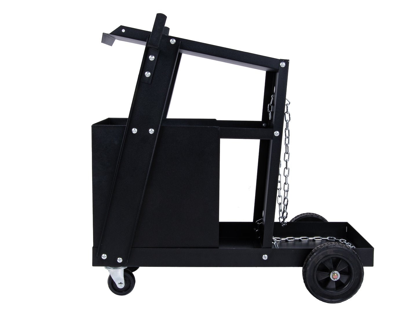 Carrello per saldatura 2 ripiani con 4 cassetti per trasporto saldatrice con ruote carico girevoli 360 gradi, carrello per attrezzatura di saldatura con scomparto 29 x 25.5 cm portabombola gas, nero