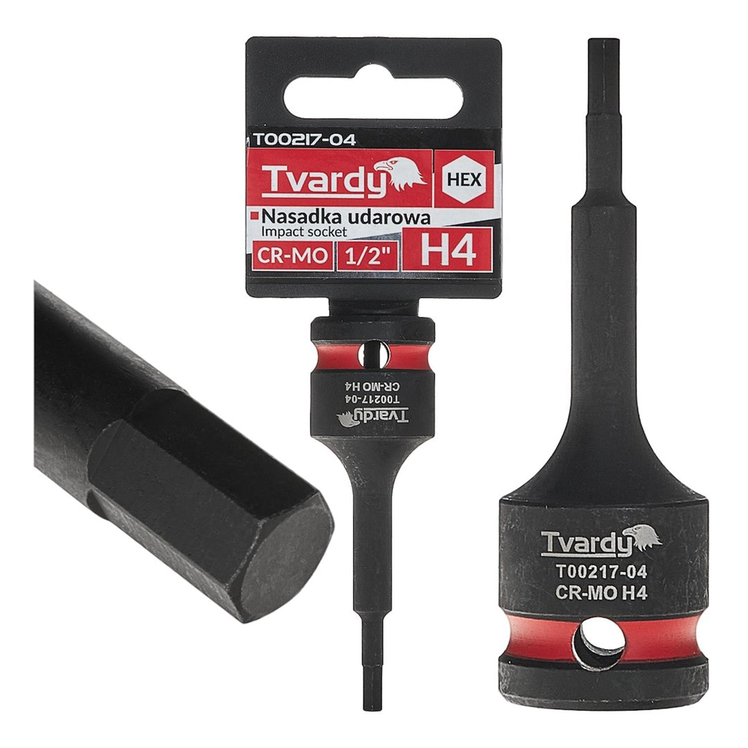 Chiave a bussola a impatto esagonale HEX, lunga, chiave a bussola esagonale d'impatto, H4 presa 1/2" attacco, Cr-Mo, per chiave dinamometrica, chiave a cricchetto e avvitatore a batteria, Tvardy