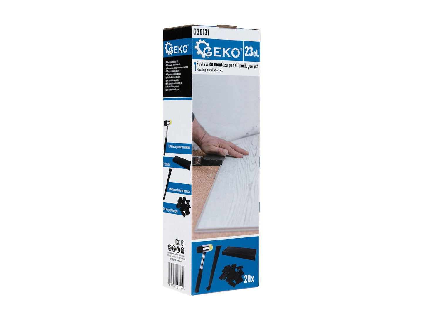 Kit montaggio laminato - distanziatori pavimento, martello di gomma a doppia faccia, robusto blocco per maschiare, barra di trazione incastro, 23 pezzi