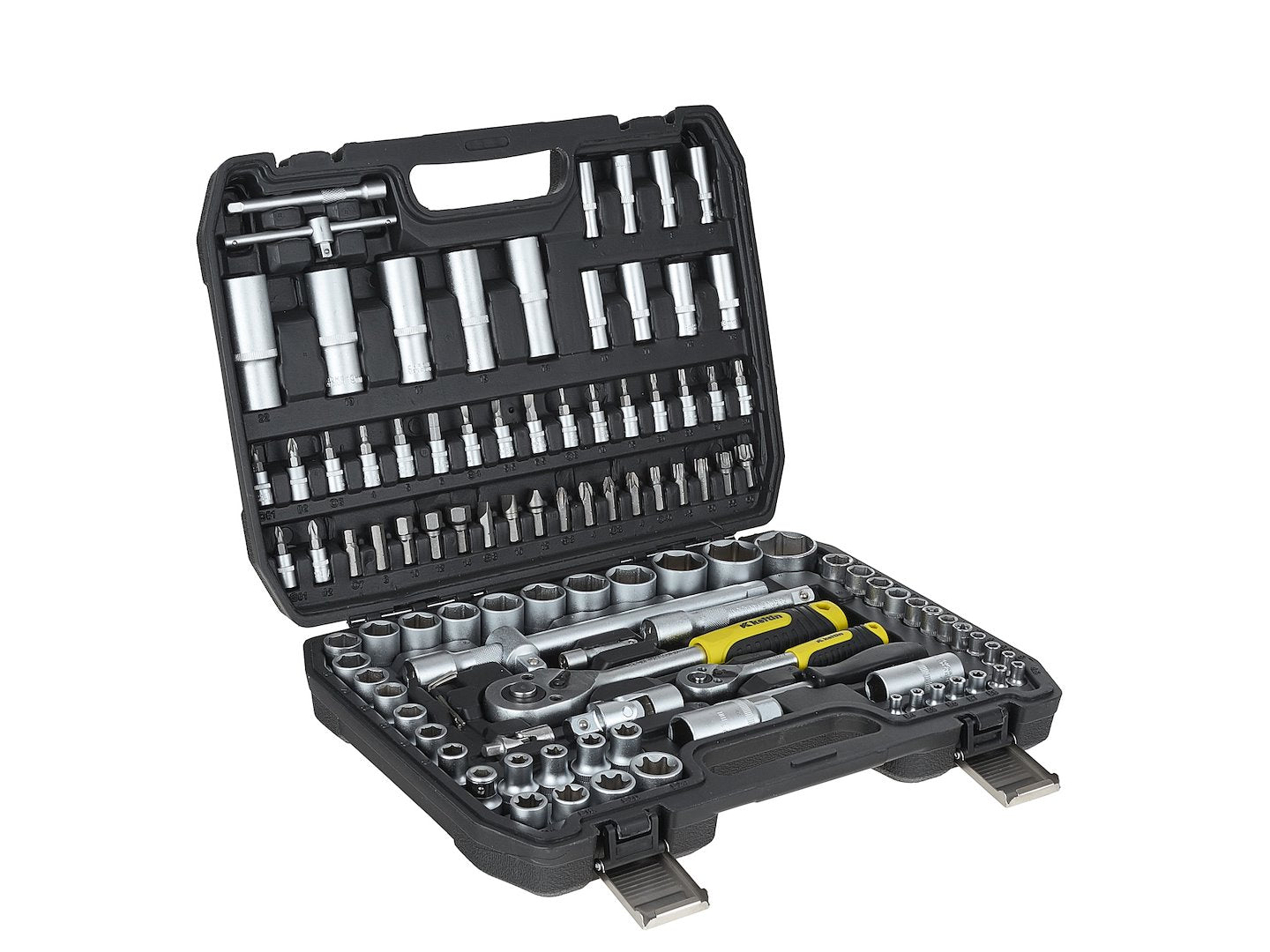 Valigetta utensili professionale 108 pezzi, serie di chiavi a bussola in Cr-V, torx cricchetti, prolunghe, kit attrezzi per auto, officina fai-da-te con attacchi 1/2" e 1/4", Geko