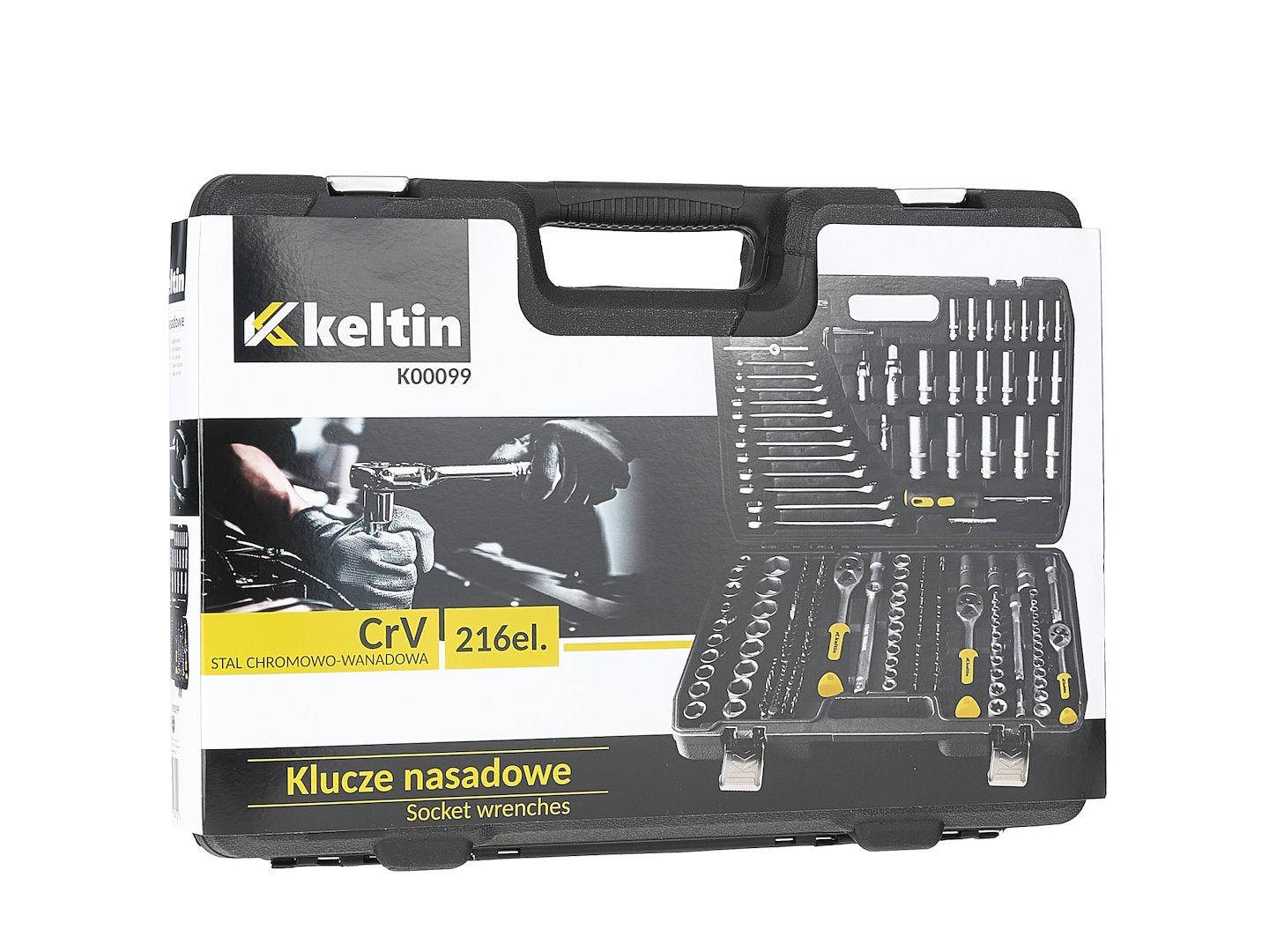 Valigetta utensili professionale 216 pezzi, serie di chiavi a bussola in Cr-V, con cricchetti, prolunghe, kit attrezzi per auto, officina fai-da-te con attacchi 1/4" 3/8" 1/2", Geko