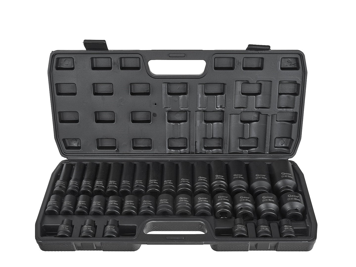 Set di bussole a impatto con attacco da 1/2", set di 35 bussole metriche 8-32mm, acciaio Cr-Mo, kit di strumento di bussole a impulsi