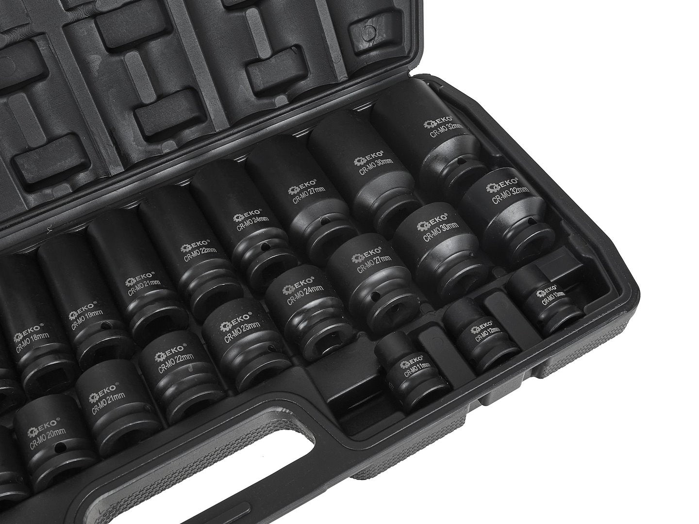 Set di bussole a impatto con attacco da 1/2", set di 35 bussole metriche 8-32mm, acciaio Cr-Mo, kit di strumento di bussole a impulsi