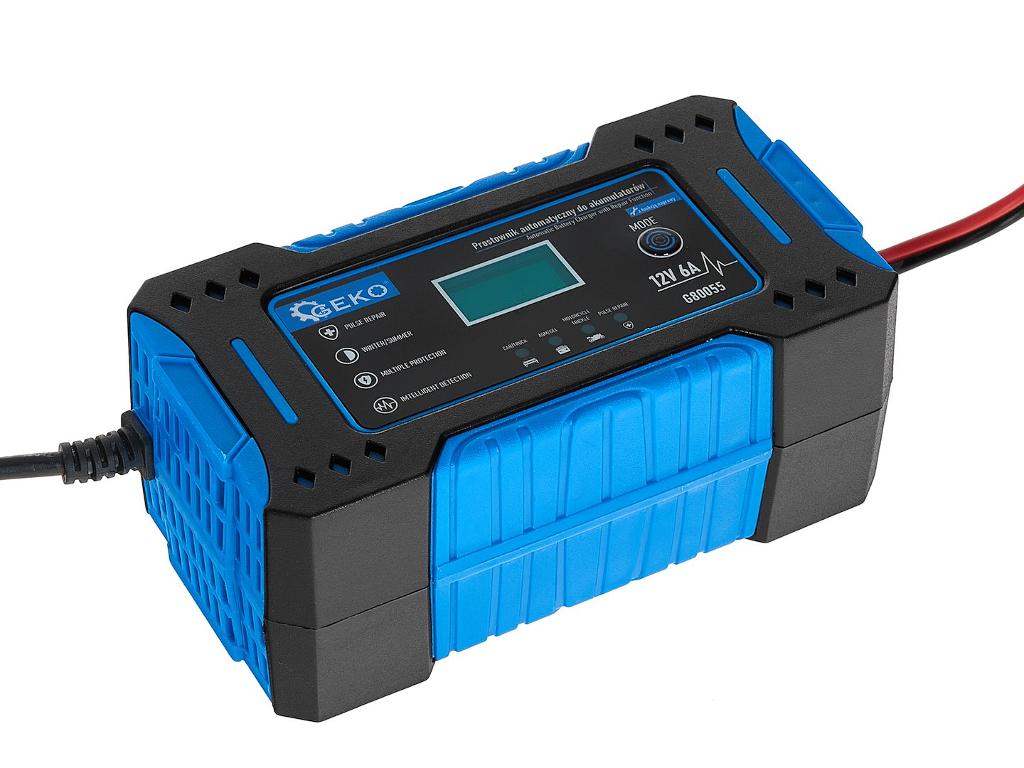 Caricabatterie auto intelligente a microprocessore LCD 12V 6A, avviatore per batterie auto 2-150Ah Geko