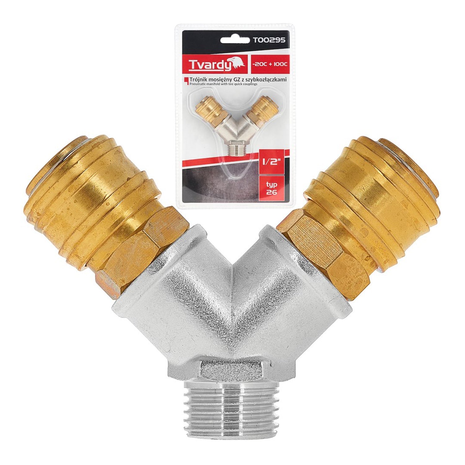 Distributore aria compressa, tubo compressore attacco rapido a 2 vie, raccordi rapidi aria compressa con connettori da 1/2 pollici, in ottone e acciaio zincato, raccordo aria compressa