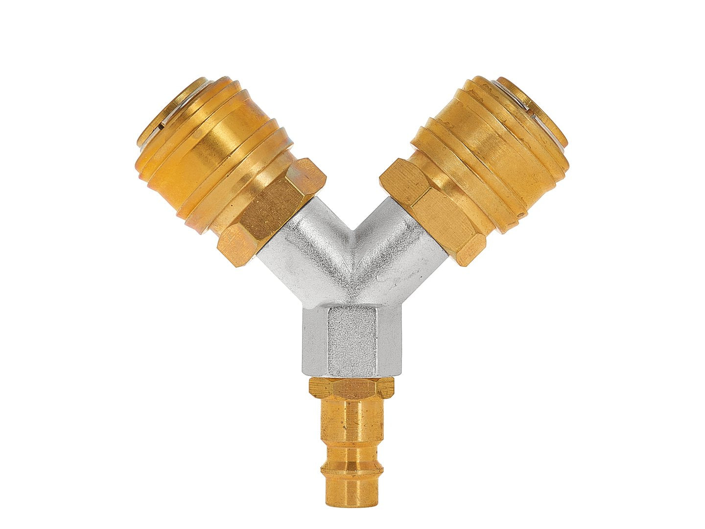 Distributore aria compressa, tubo compressore attacco rapido a 2 vie, raccordi rapidi aria compressa con connettori da 1/4 pollici, in ottone e acciaio zincato, raccordo aria compressa