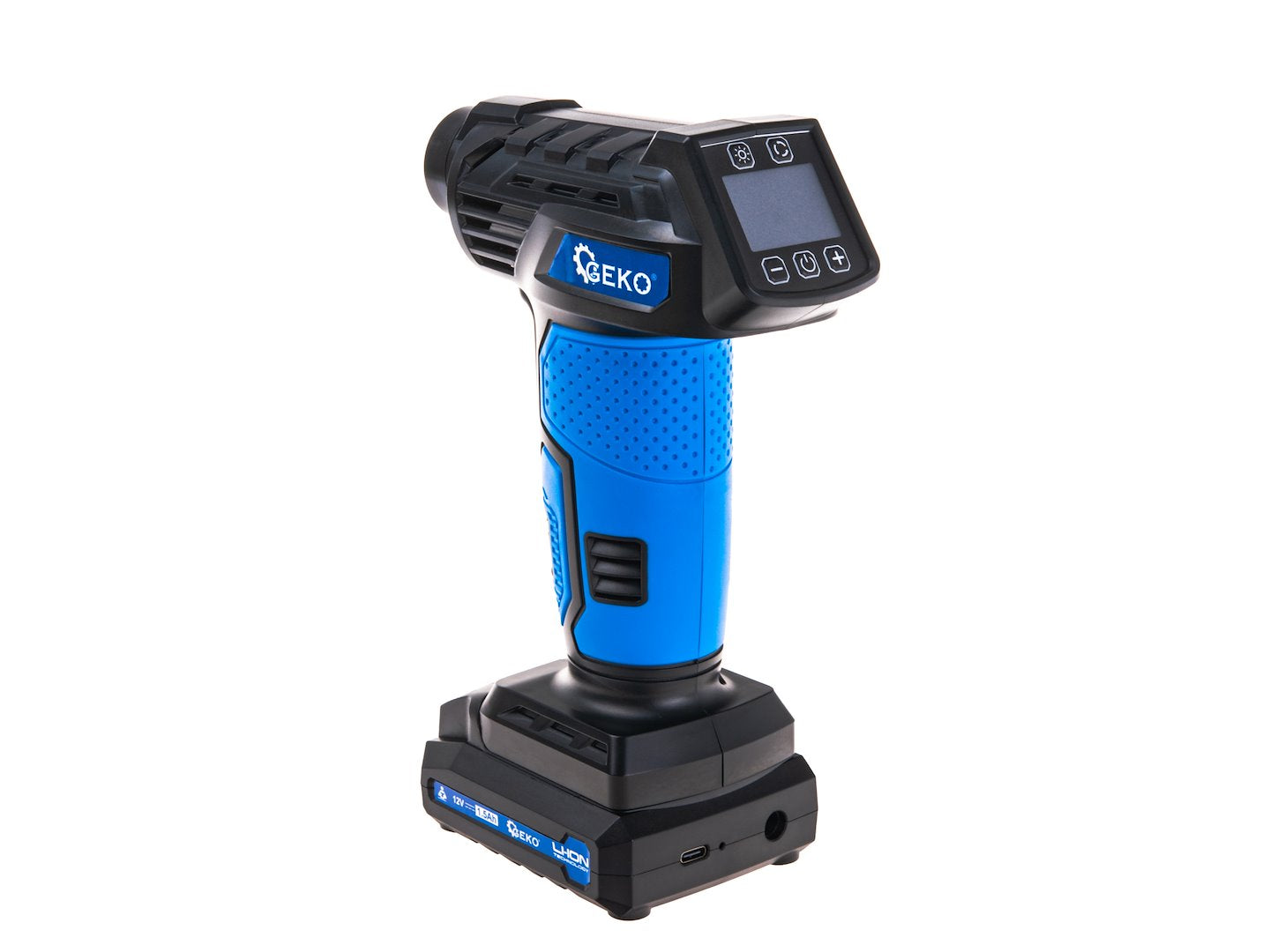 Compressore aria portatile senza fili, gonfiatore pneumatici per auto, moto e bicicletta con manometro lcd, luce led, batteria 12V ricaricabile