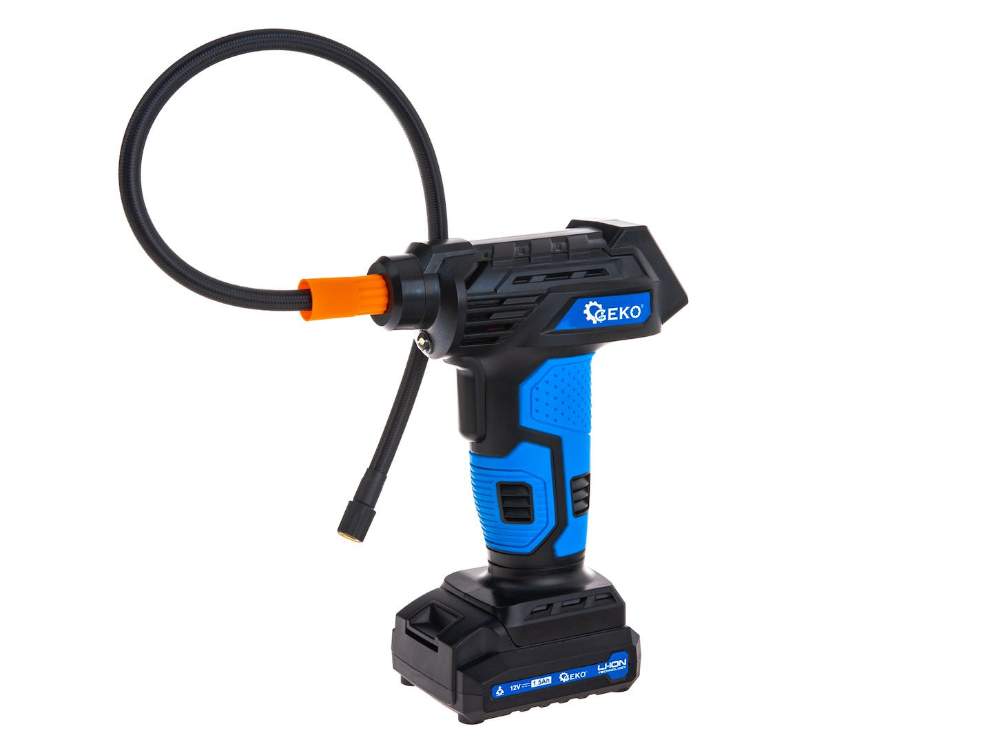 Compressore aria portatile senza fili, gonfiatore pneumatici per auto, moto e bicicletta con manometro lcd, luce led, batteria 12V ricaricabile