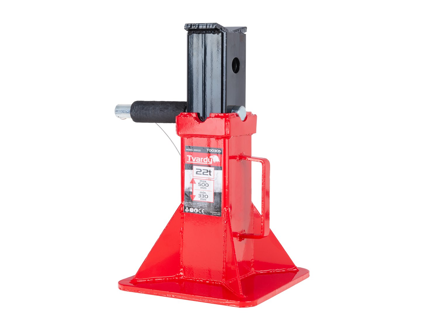 Base rinforzata in acciaio spesso per auto, portata 22 t, altezza regolabile 330–500 mm con blocco di sicurezza