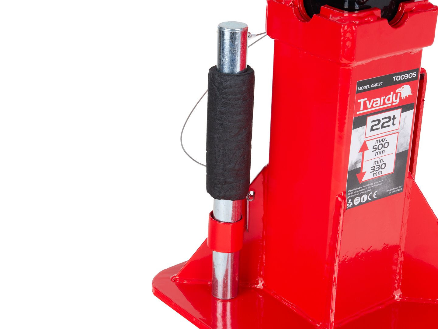 Base rinforzata in acciaio spesso per auto, portata 22 t, altezza regolabile 330–500 mm con blocco di sicurezza