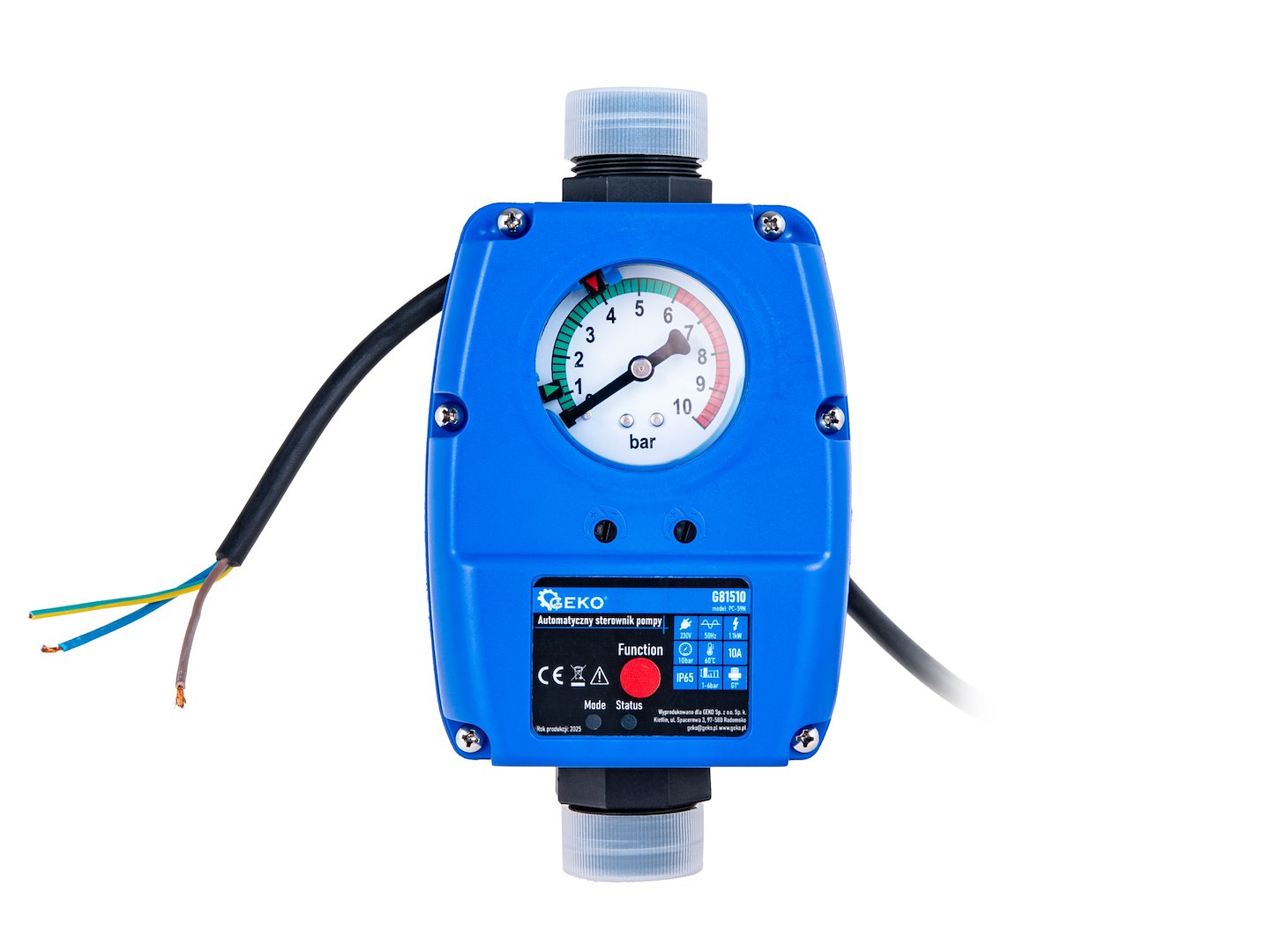 Interruttore di controllo automatico della pressione della pompa dell'acqua, regolatore elettronico della pressione regolabile, per pompa sommersa, pompa da giardino, compressori d'aria, 1.1 KW 10 bar