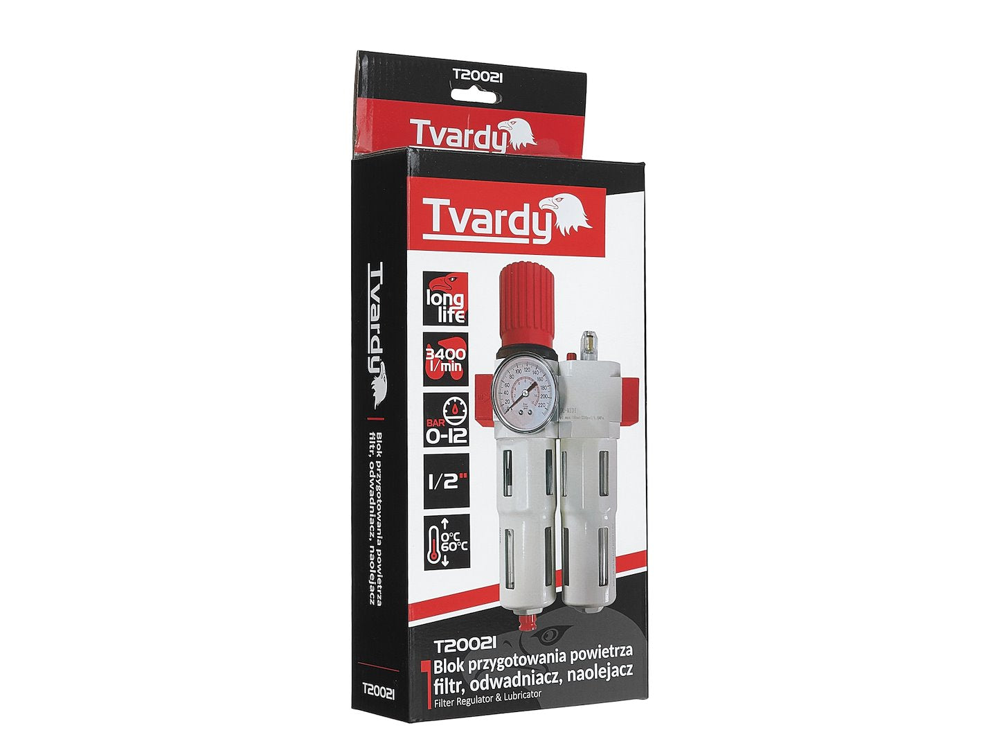 Separatore d'acqua e olio ad aria compressa, riduttore di pressione per compressore, filtro regolatore aria con manometro 1/2 " Tvardy