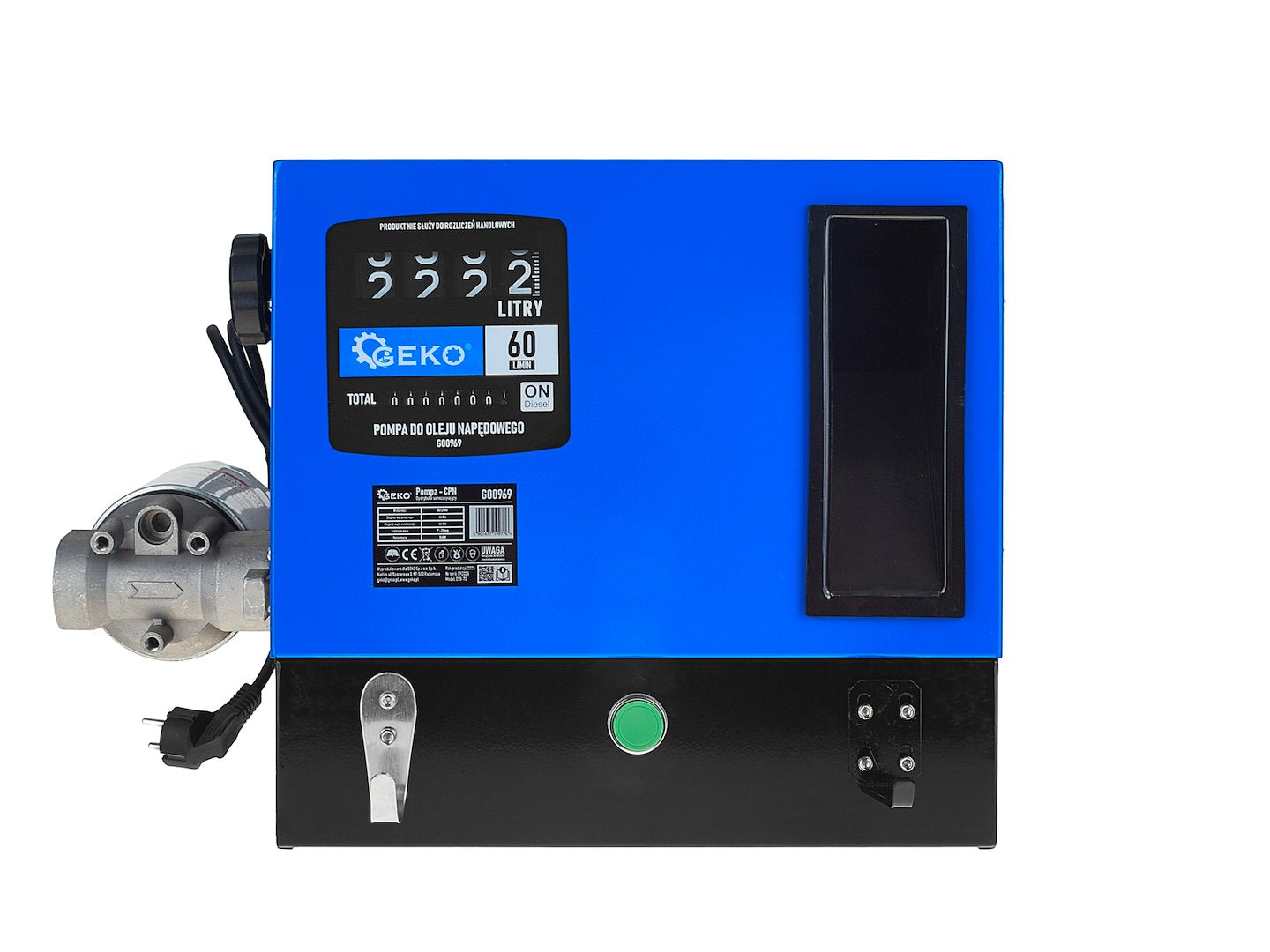Pompa autoadescante per trasferimento diesel gasolio 60 l/min 550 W con pistola automatica, contatore e filtro, distributore diesel gasolio, Geko