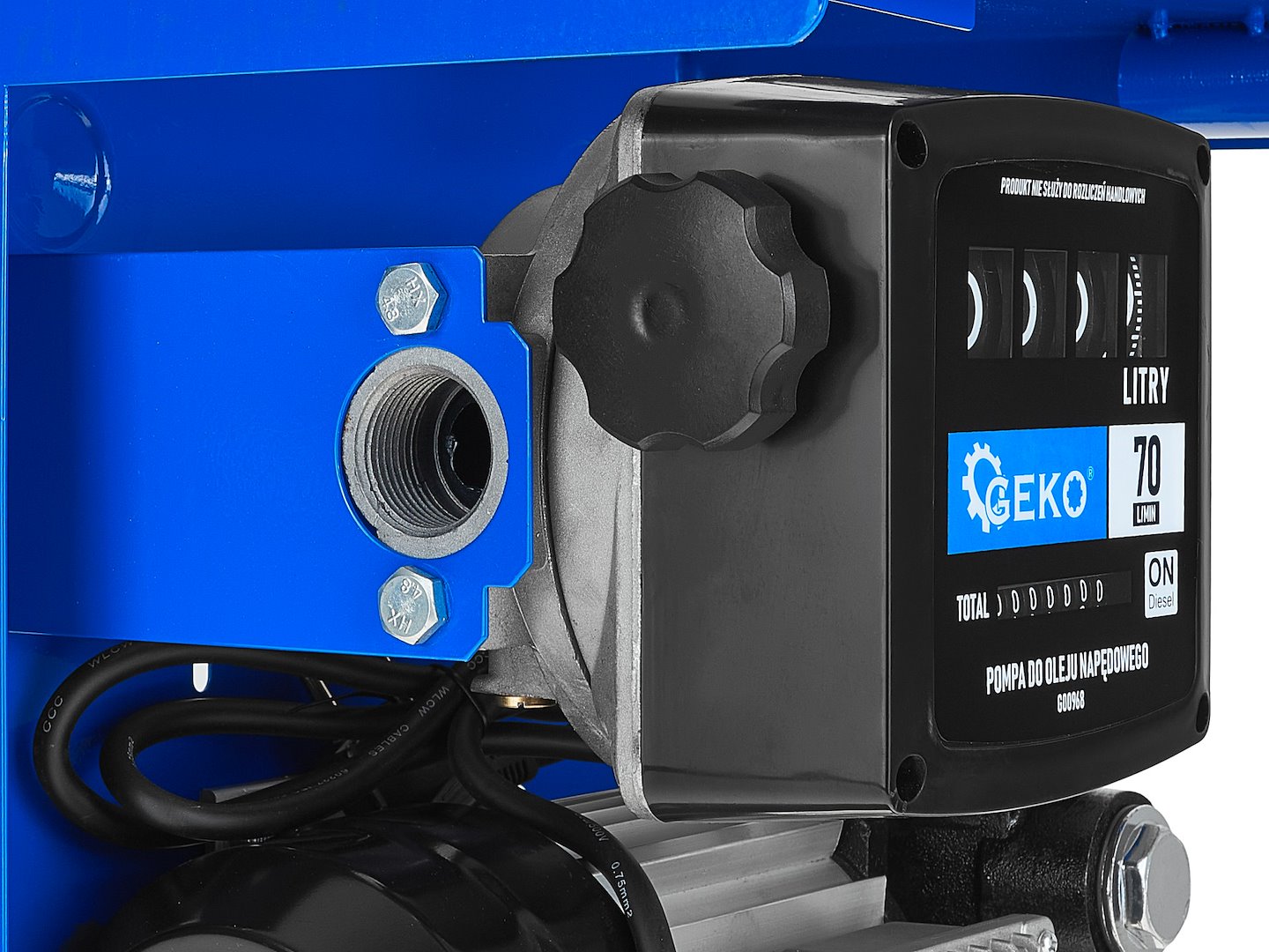 Pompa autoadescante per trasferimento diesel gasolio 70 l/min 900 W con pistola automatica e contatore, distributore diesel gasolio, Geko