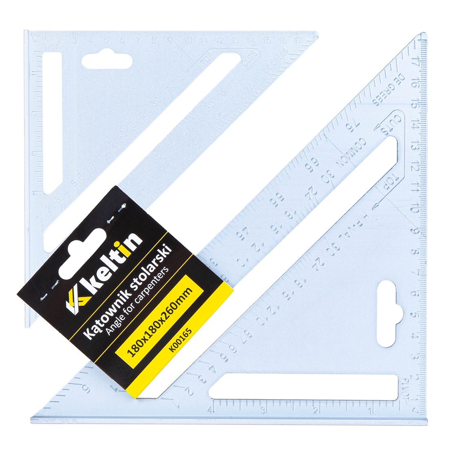 Squadra da falegname professionale - utensili per la lavorazione del legno di alta qualità, squadra per carpentiere, squadra metrica professionale, squadra per misurazioni rapide, 180 x 180 x 255mm
