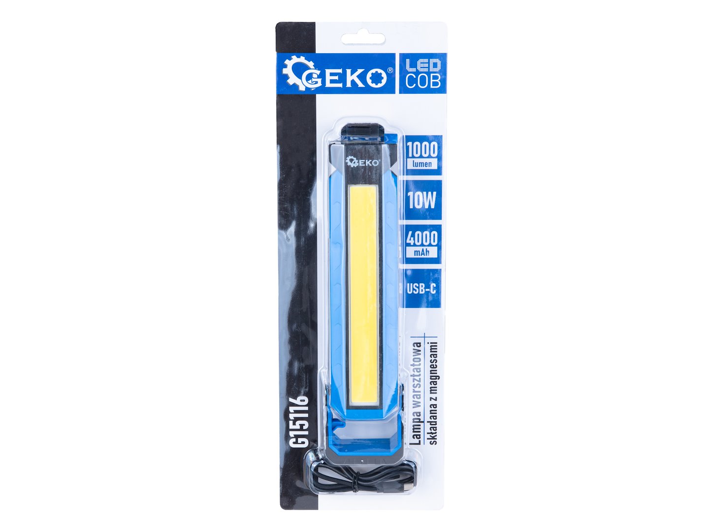 Luce LED COB, ricaricabile, pieghevole, luce LED lampada per officina, casa, 10w 1000 lumen Geko