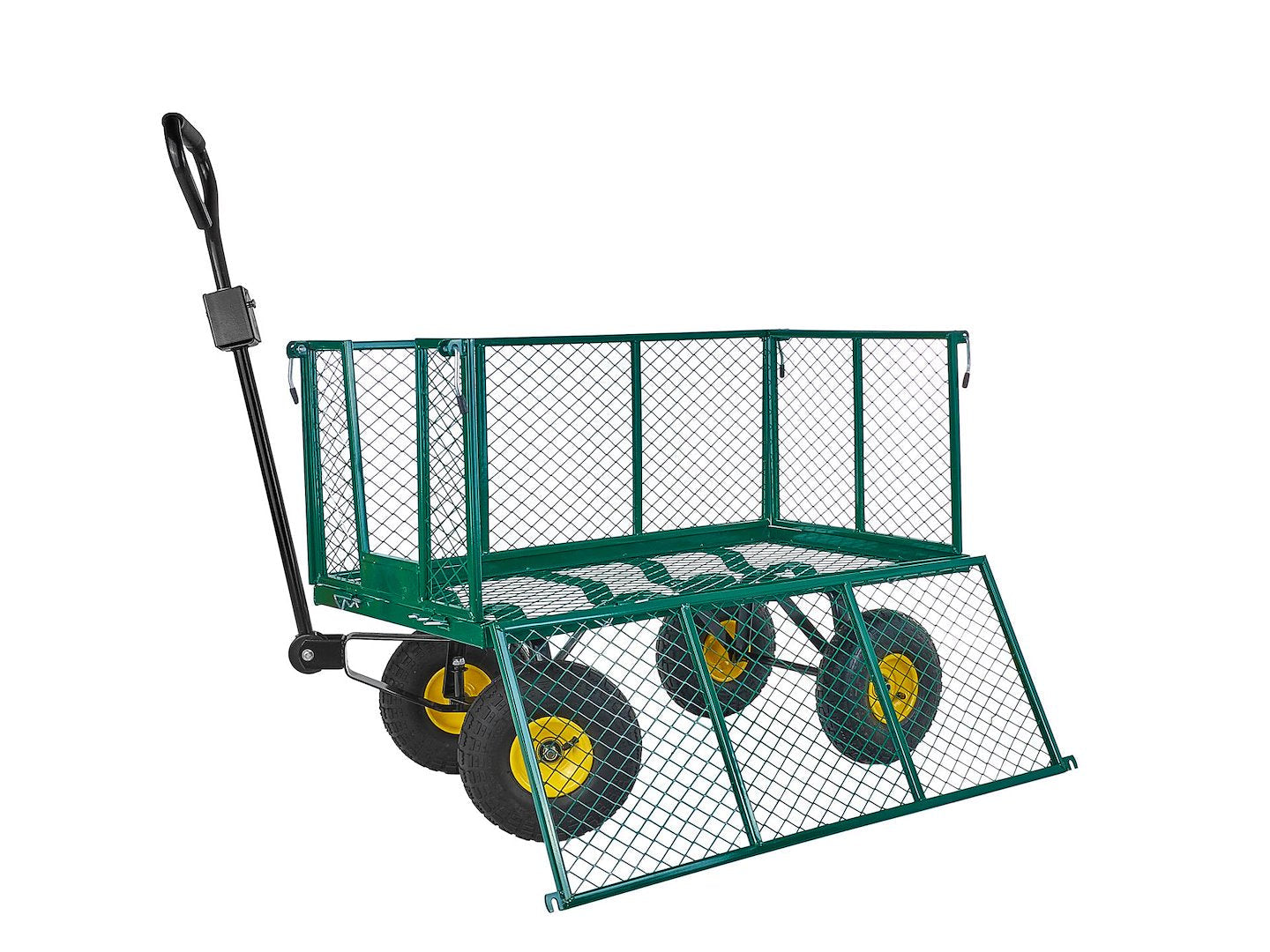 Carrello da giardino con sponde pieghevoli ribaltabili, carrello a mano da trasporto, max 220 litri-kg, 96 x 51 x 40 cm Geko