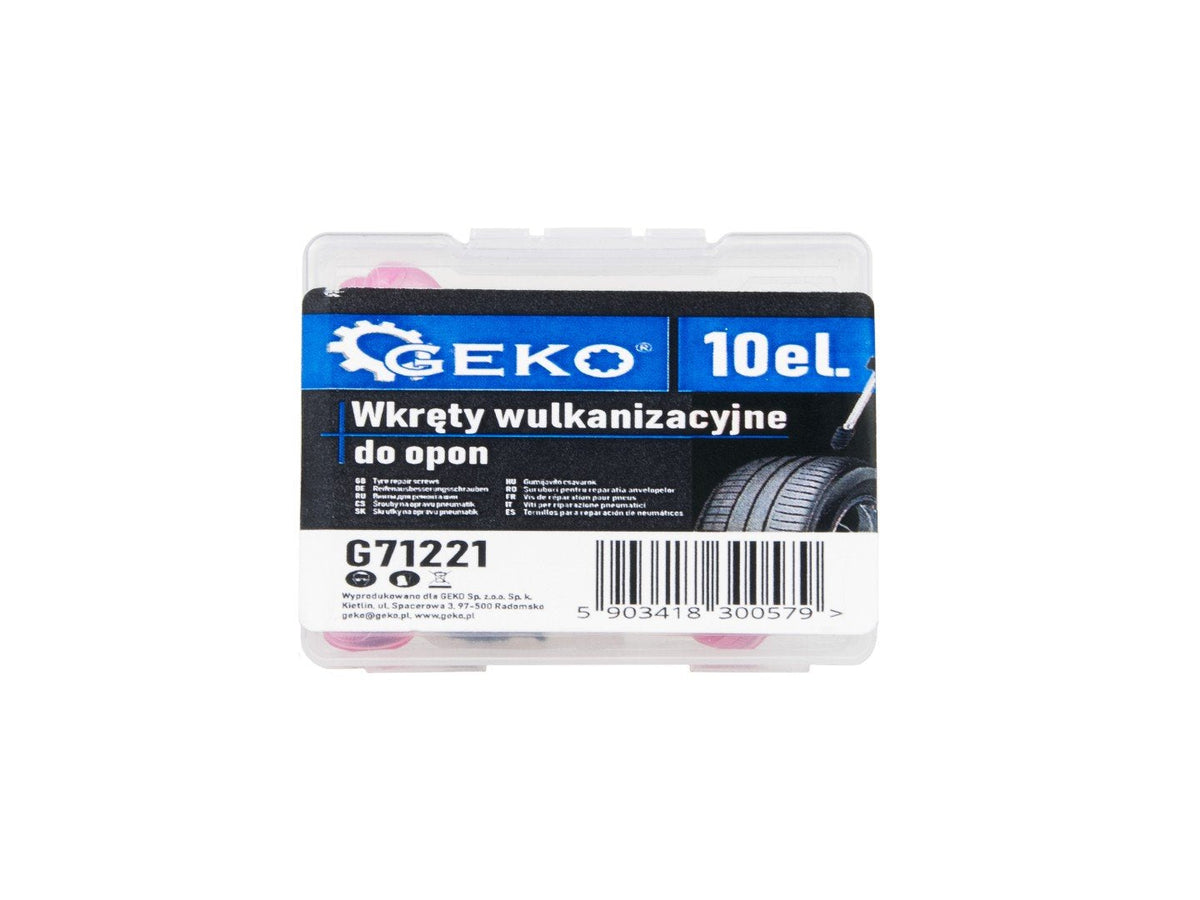 Set-kit riparazione gomme foratura pneumatici auto moto chiodi viti 10 pezzi Geko