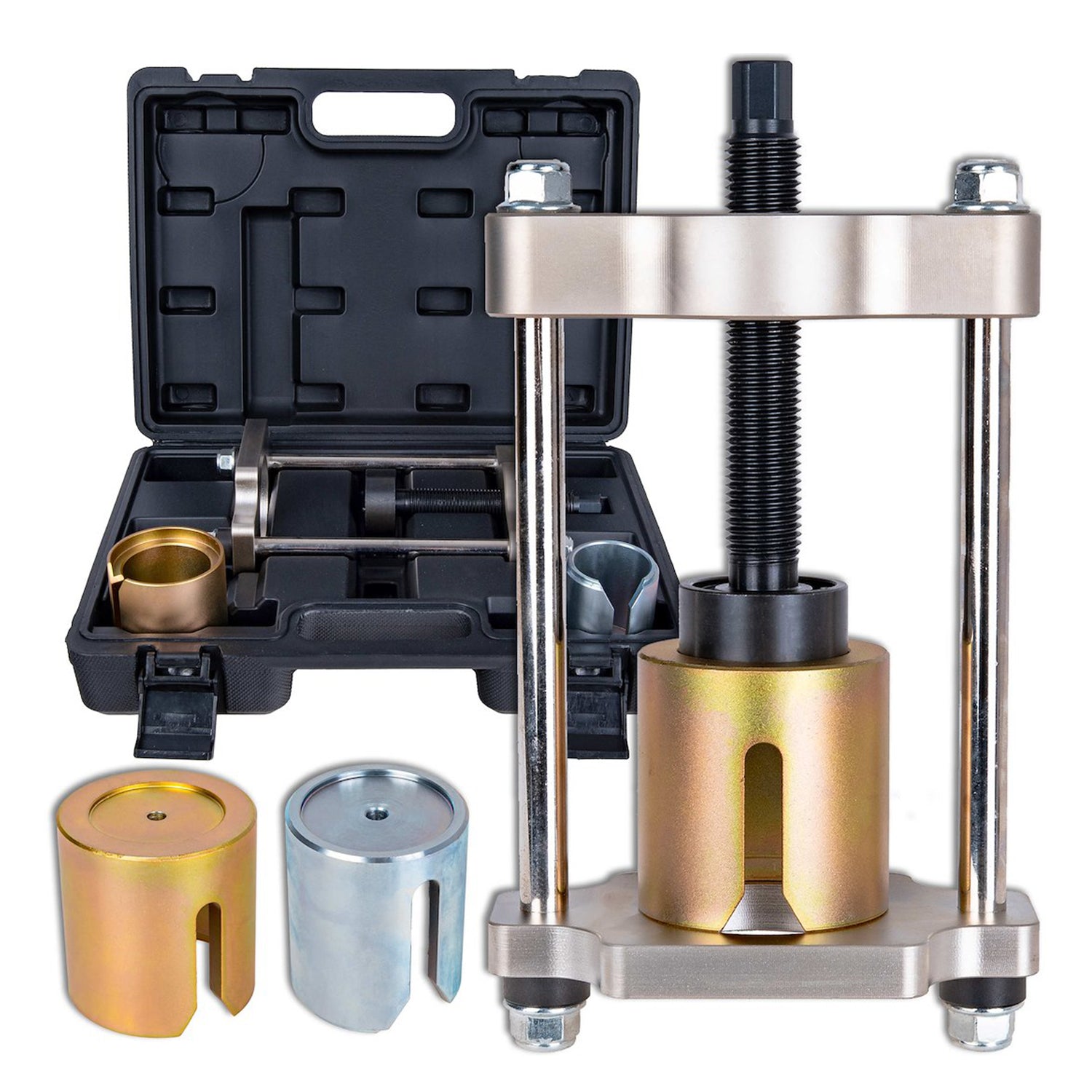 Set professionale per smontaggio e montaggio boccole braccio sospensione posteriore senza rimozione del braccio, kit attrezzi per montaggio e smontaggio boccole asse posteriore per FORD, MAZDA, VOLVO
