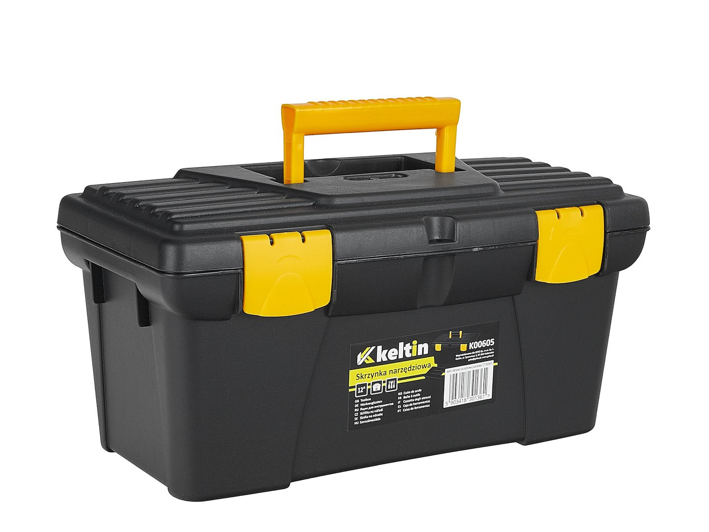 Cassetta porta utensili, nero/giallo, 12", 32 x 17 x 17 cm Keltin