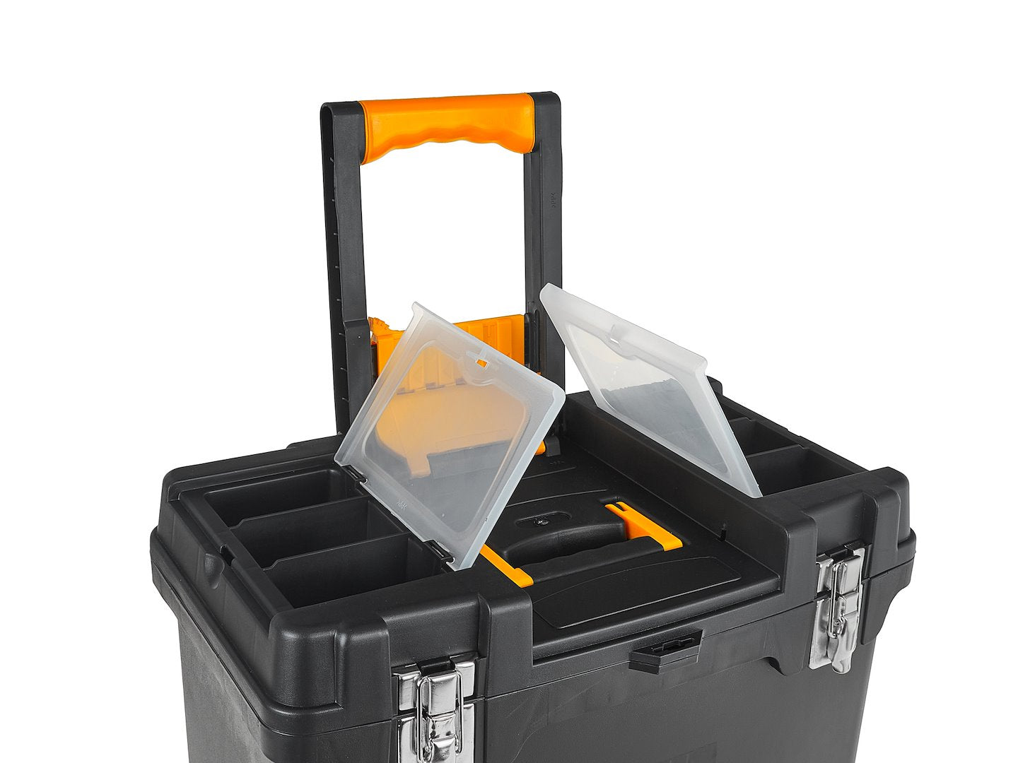 Set di scatole 4 in 1, set di cassette degli attrezzi su ruote, pratico e spazioso, resistente ai danni, materiale robusto, struttura modulare, set 4 cassettiere portautensili modulari in acciaio con ruote e maniglia telescopica, Keltin