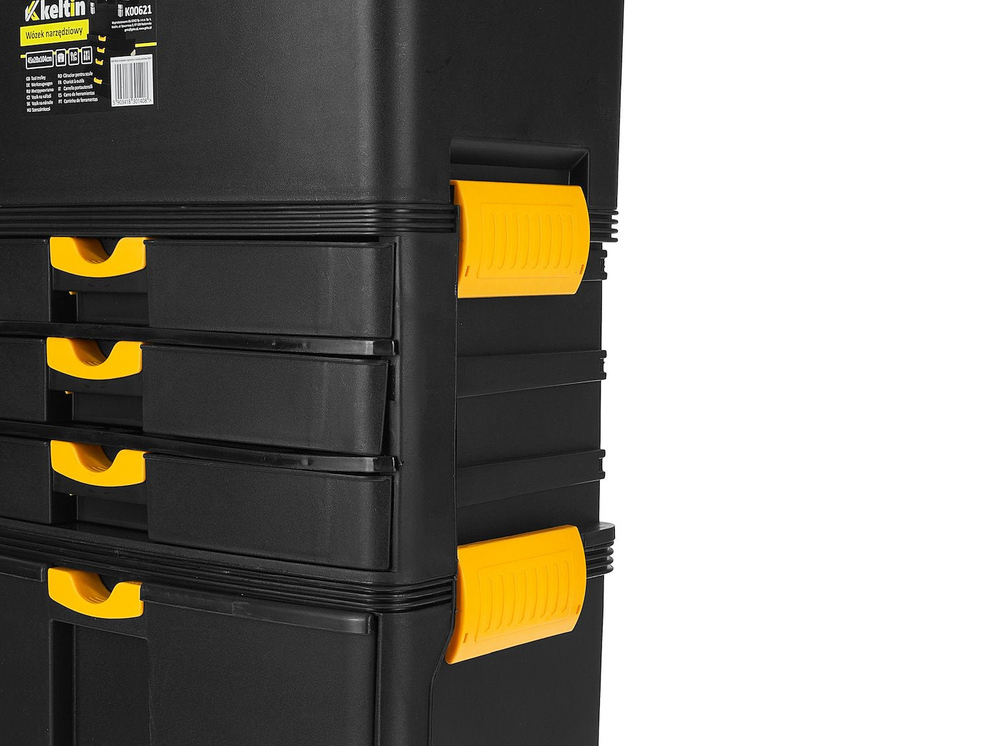 Set di scatole 4 in 1, set di cassette degli attrezzi su ruote, pratico e spazioso, resistente ai danni, materiale robusto, struttura modulare, set 4 cassettiere portautensili modulari in acciaio con ruote e maniglia telescopica, Keltin