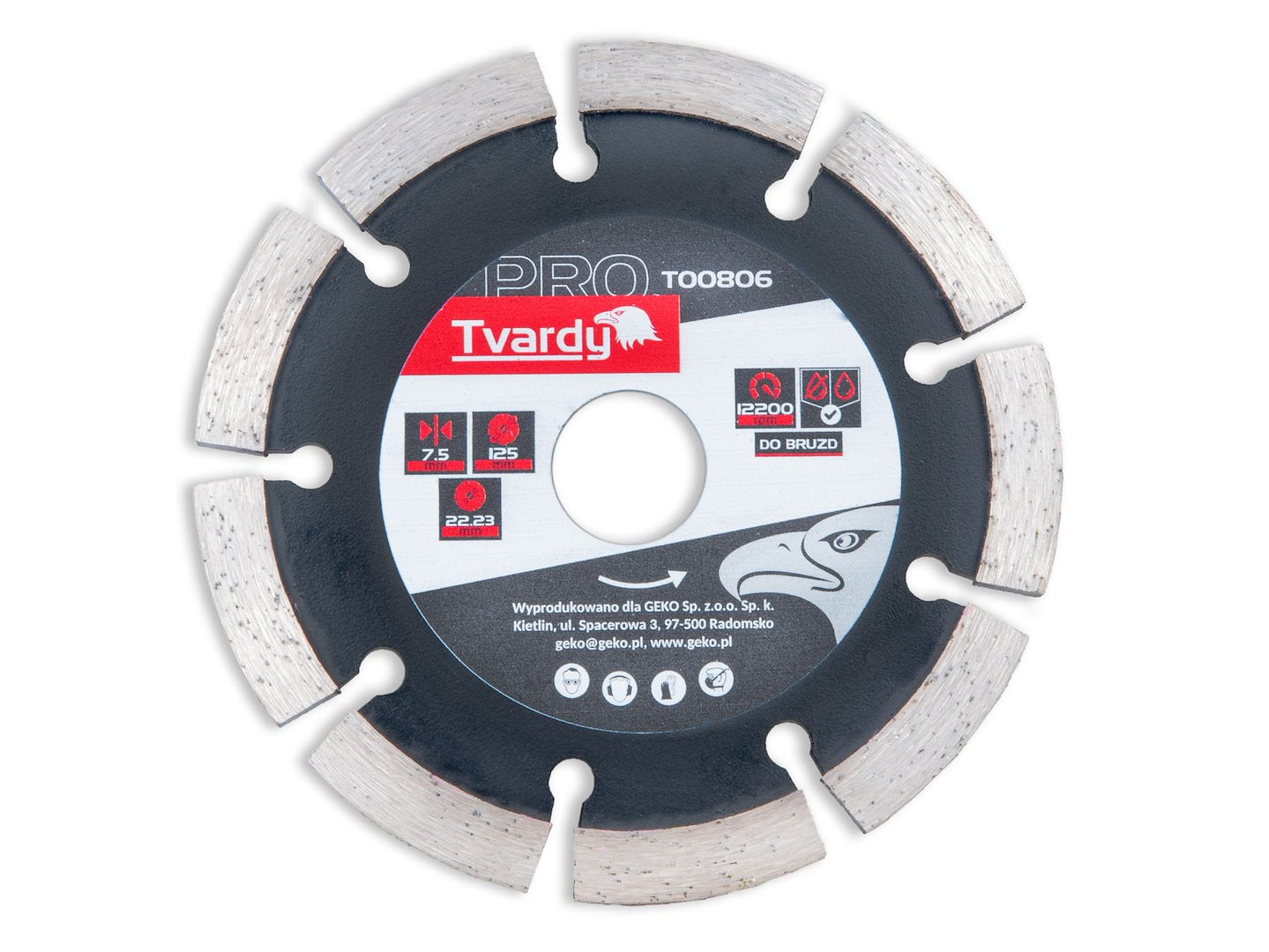 Disco diamantato segmentato, lama per tagliapiastrelle smerigliatrice flex, 125 x 7.5 x 22.23mm Tvardy