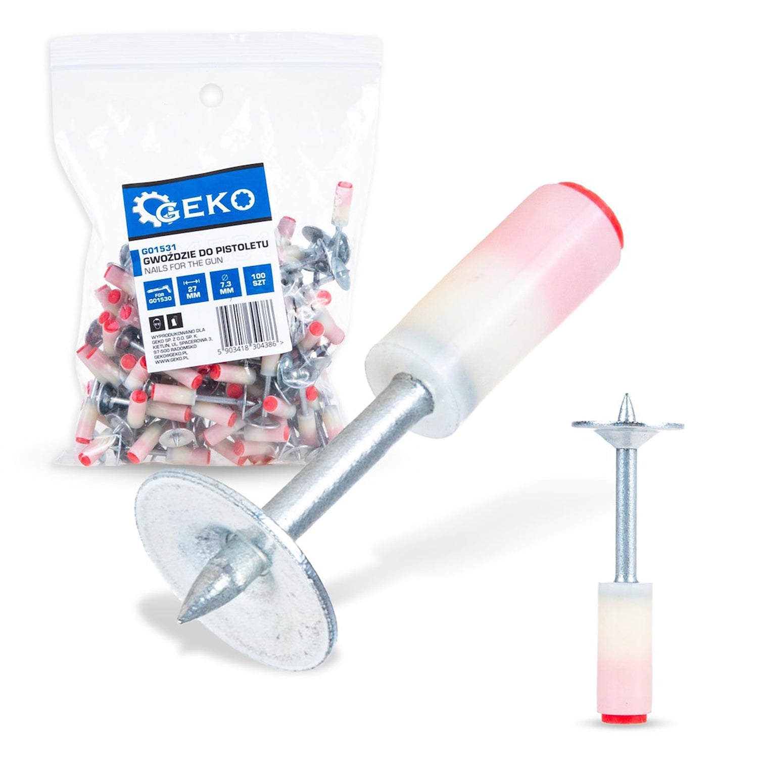 100pz chiodi per sparachiodi manuale rivetti tondi in acciaio 27 mm cemento e ferro, chiodi per pistola a chiodo, chiodi sparachiodi per muro, chiodi tondi, strumento di fissaggio a parete, mini unghie per fissaggio di cavi legno cemento ferro, Geko