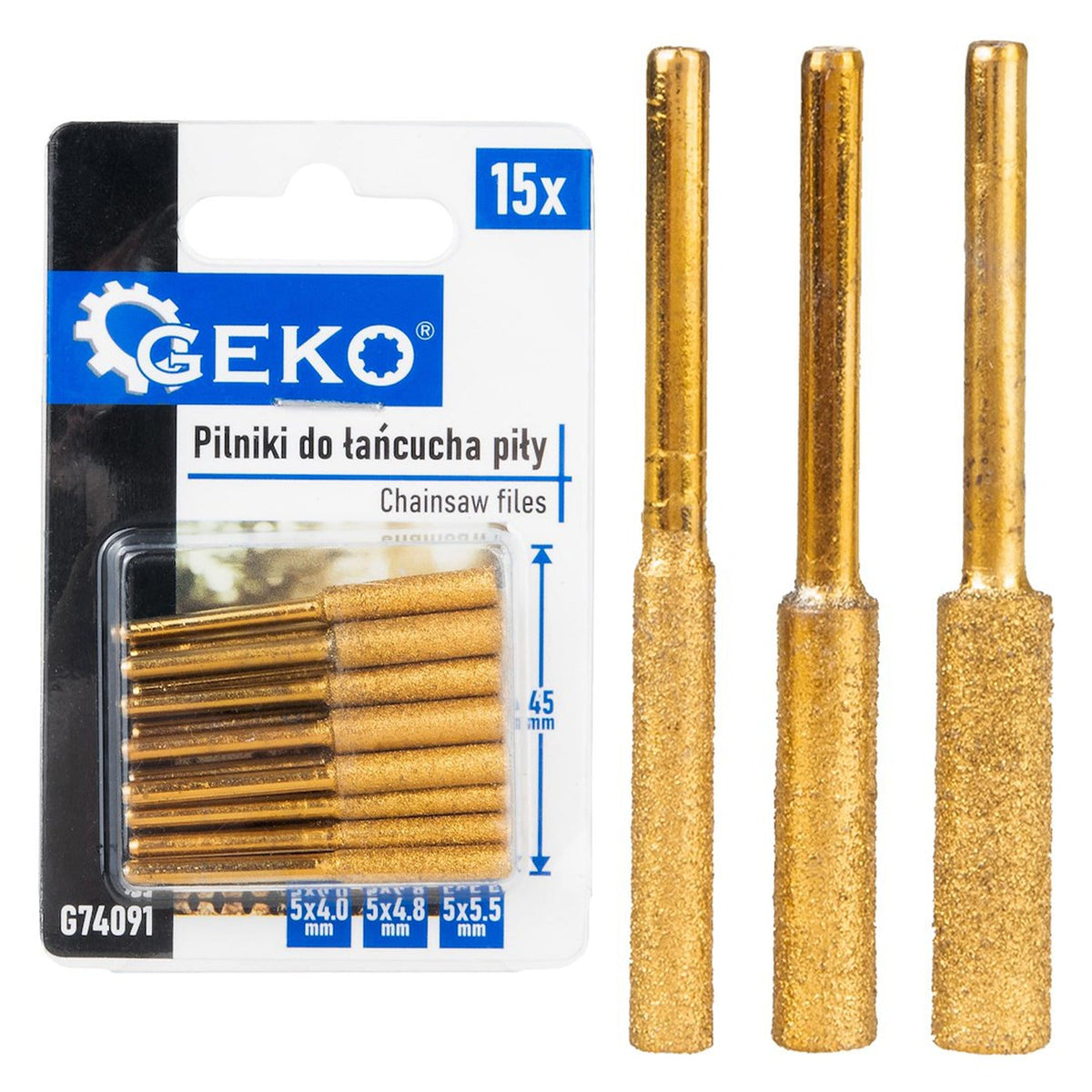 Set-kit lime per affilatura catene da motosega 15 pezzi Geko