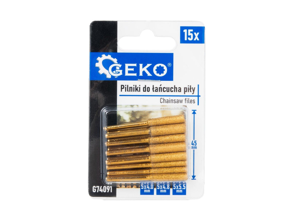 Set-kit lime per affilatura catene da motosega 15 pezzi Geko