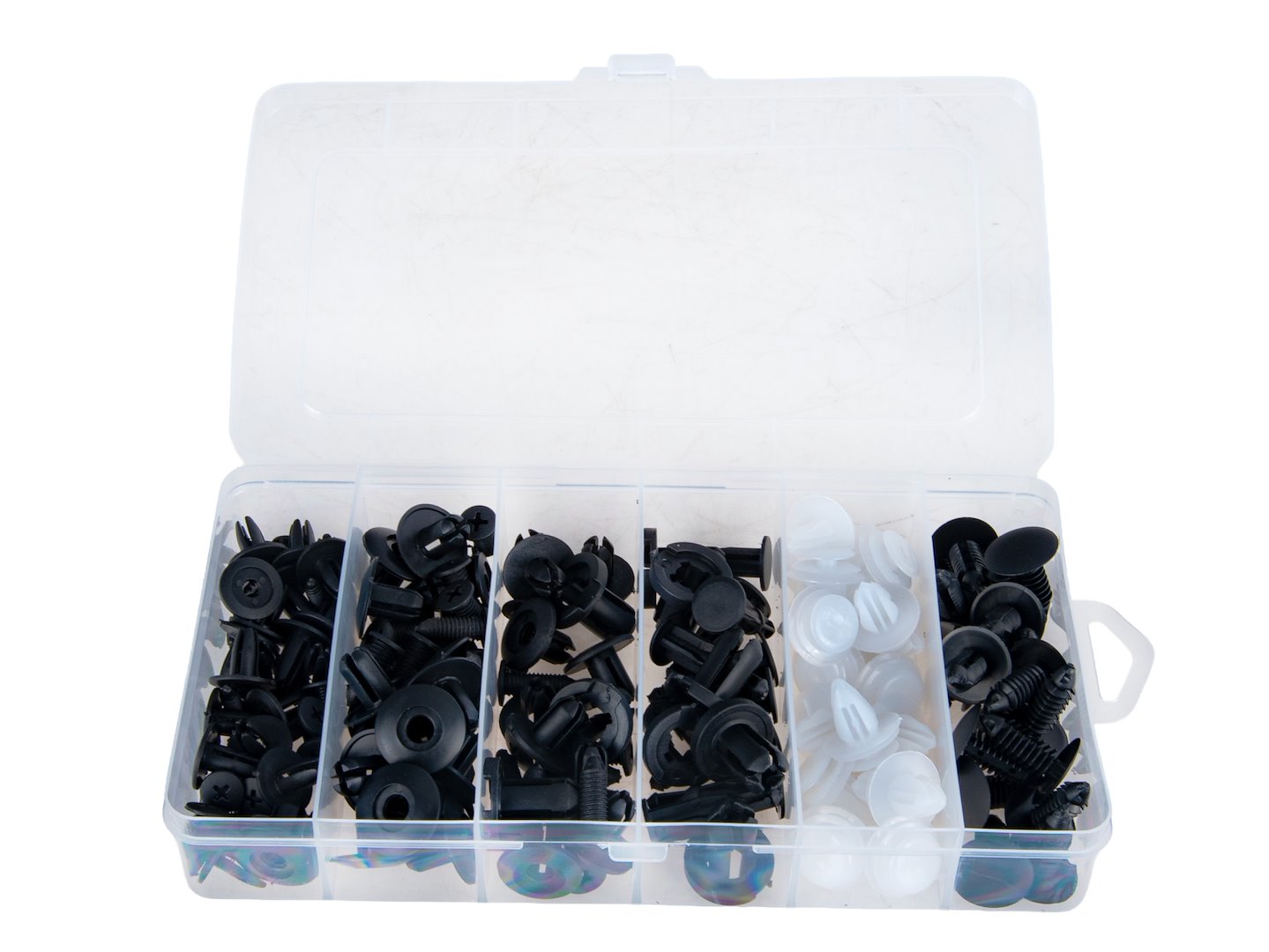 Set completo di clip di fissaggio in plastica per auto, 100 rivetti, clip e fissaggi universali per veicoli, carrozzeria e accessori auto, clip fermo auto nero, rivetti a pressione per pannelli porta, paraurti, paraspruzzi, Geko