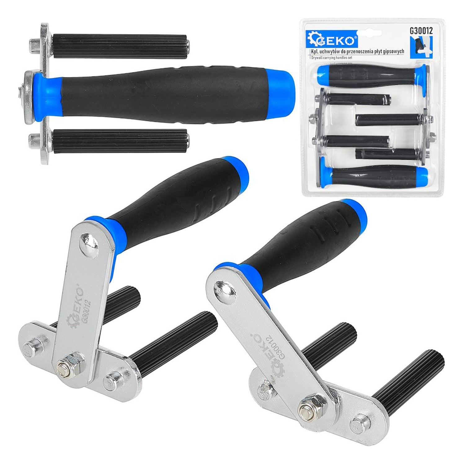 Set di maniglie per trasporto pannelli in cartongesso, supporto per piastre con maniglia (manico a due componenti per una presa sicura, in coppia), in acciaio, cartongesso, gripper panel carrier per il trasporto maneggevole, Geko
