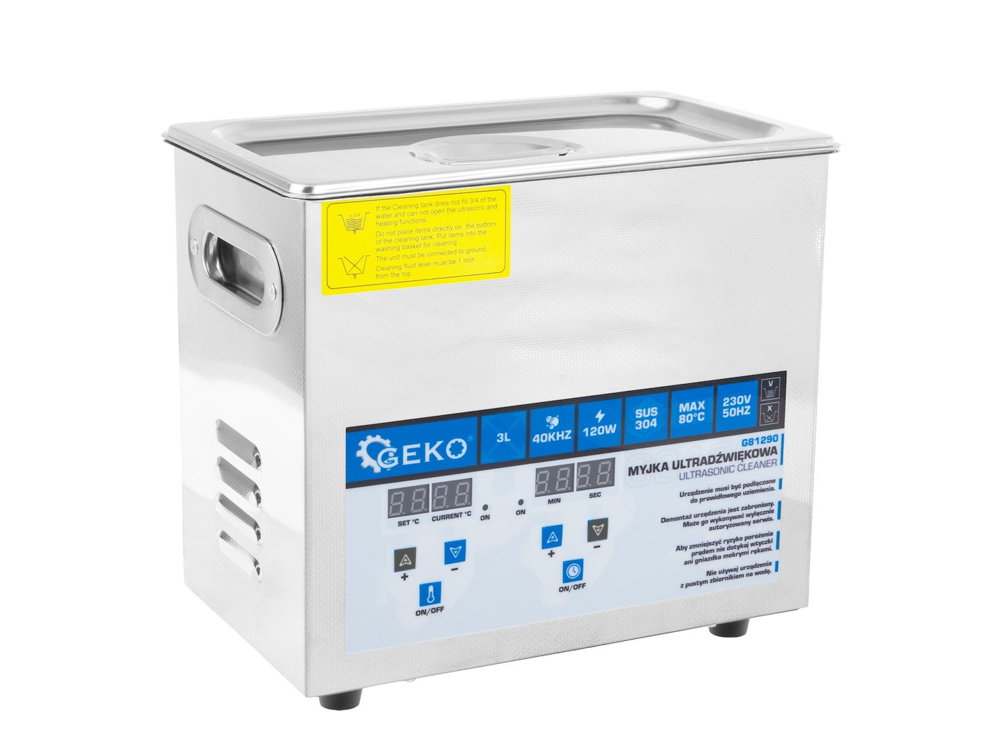 Pulitore a ultrasuoni professionale in acciaio inossidabile, potente macchina di pulizia ad ultrasuoni a frequenza di 40 khz,digitale professionale con timer, 3 litri 120 W Geko