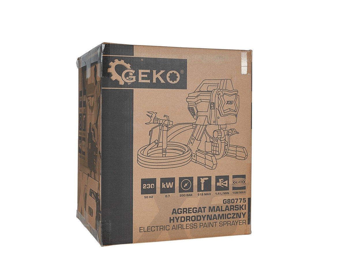 Pistola per pompa verniciatura idrodinamica X6 700 W 200 Bar 1.4 litro/min tubo 15 m, ugello 0.517 , spruzzo vernice ad alta pressione, uso commerciale per forniture di verniciatura per auto casa Geko