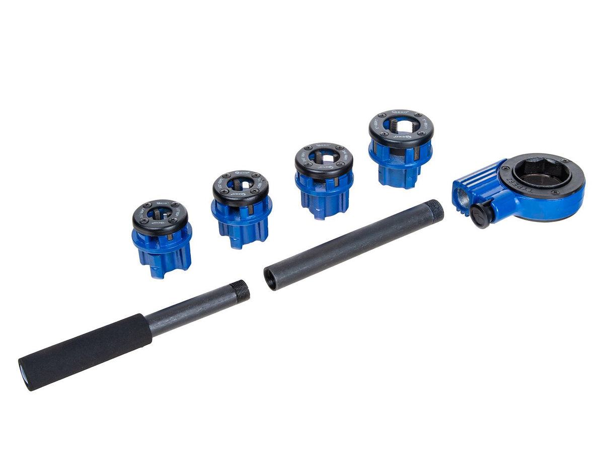 Set-kit filiera manuale a cricco per tubi 3/8''- 1'' Geko