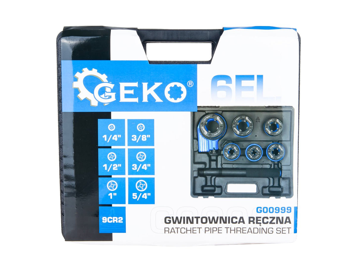 Set-kit filiera manuale a cricco per tubi 1/4''- 5/4'' Geko