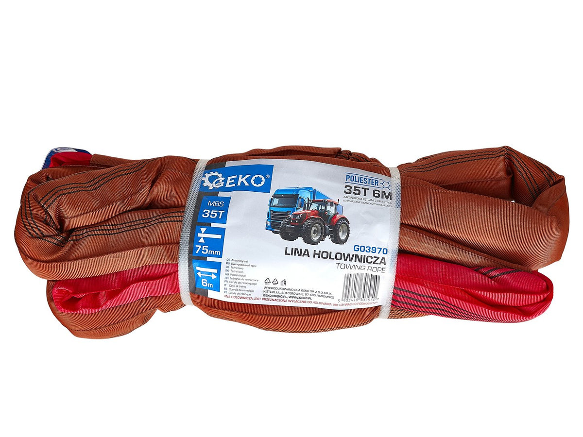 Cinghia di traino professionale 6 m x 4 cm 35 tonnellate per veicoli pesanti Geko